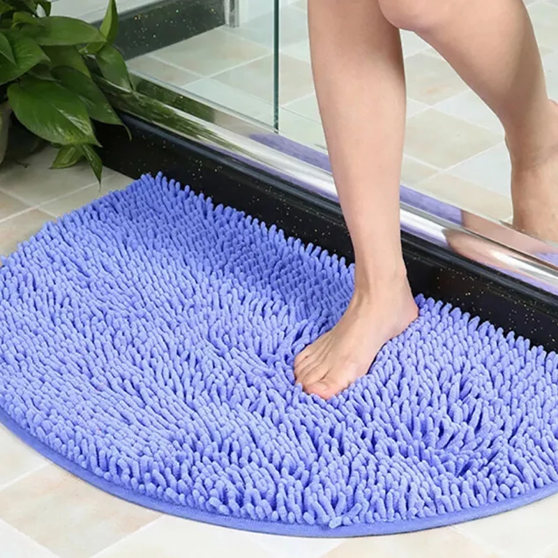 50X80cm Soft Carpet Slip-Resistant Bathing Room Rug Floor Door Mat Dirt Barrier Semi Circle Floor Door Cushion Mat Rug