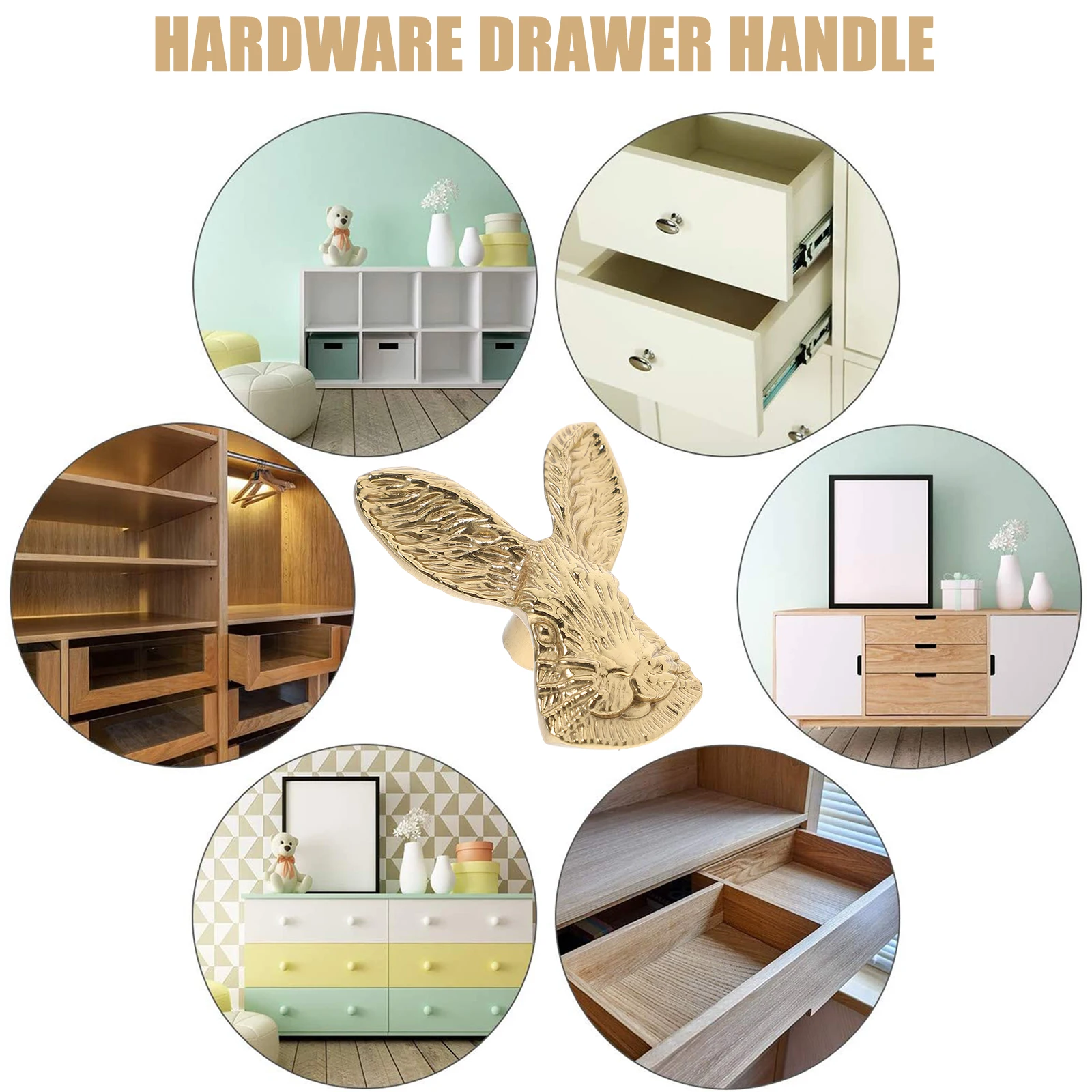 

2 Pcs Head Drawer H Furniture Knobs Decorative Cabinet Pulls Brass Bunny Cute Drawer Knobs Animal Knob Cute Hardware