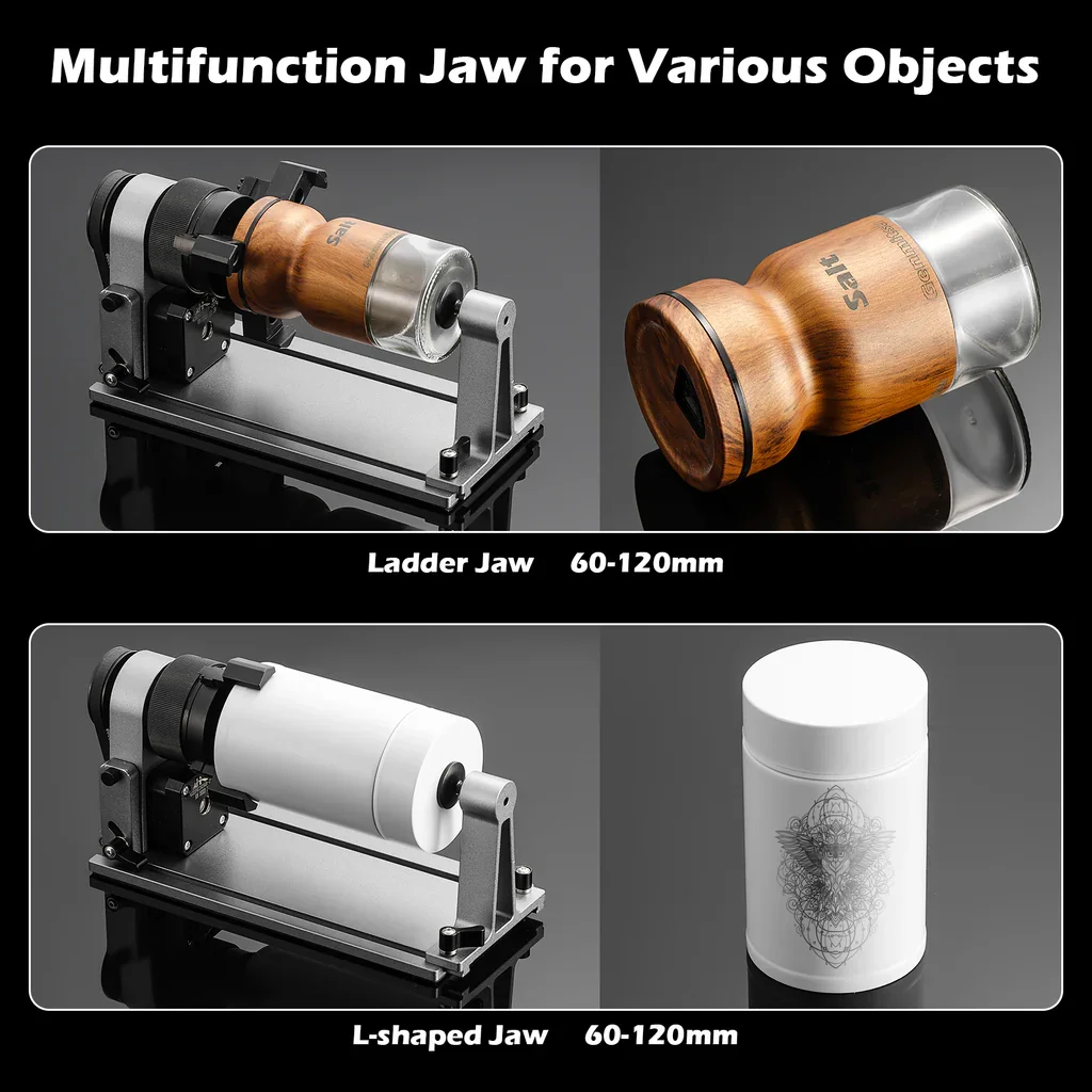 Imagem -03 - Acessórios para Gravador a Laser Wainlux Kit em para Máquinas de Gravação K10 x1 l8 z6 Mandril Multi Mandíbula para Anel Garrafas Cilíndrico