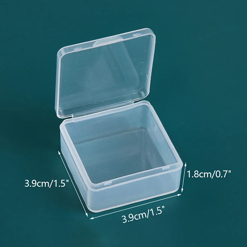 Caja de almacenamiento transparente de plástico, caja cuadrada para artículos pequeños, cajas de embalaje, contenedor de cuentas de joyería, organizador de artículos diversos