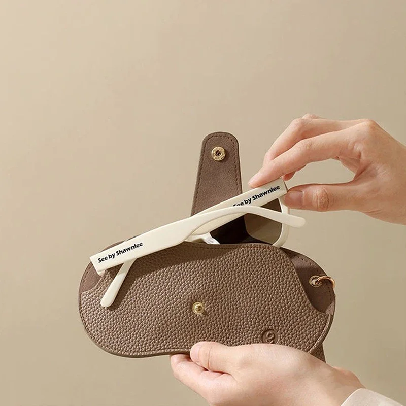 لينة ليتشي نمط بولي Leather حقيبة نظارات جلدية ريترو النظارات الشمسية حالة المحمولة قصر النظر إطار حالة بسيطة النظارات تخزين النظارات