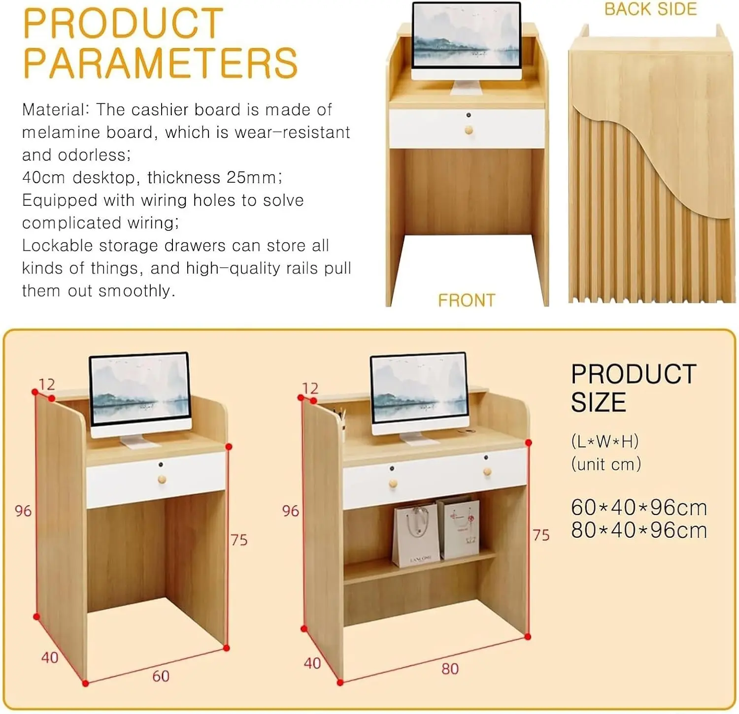 Reception Desk Counter Table, L-Shap Cashier Front Desk,Wooden Computer Desk Reception Table,Reception Counter For Supermarket