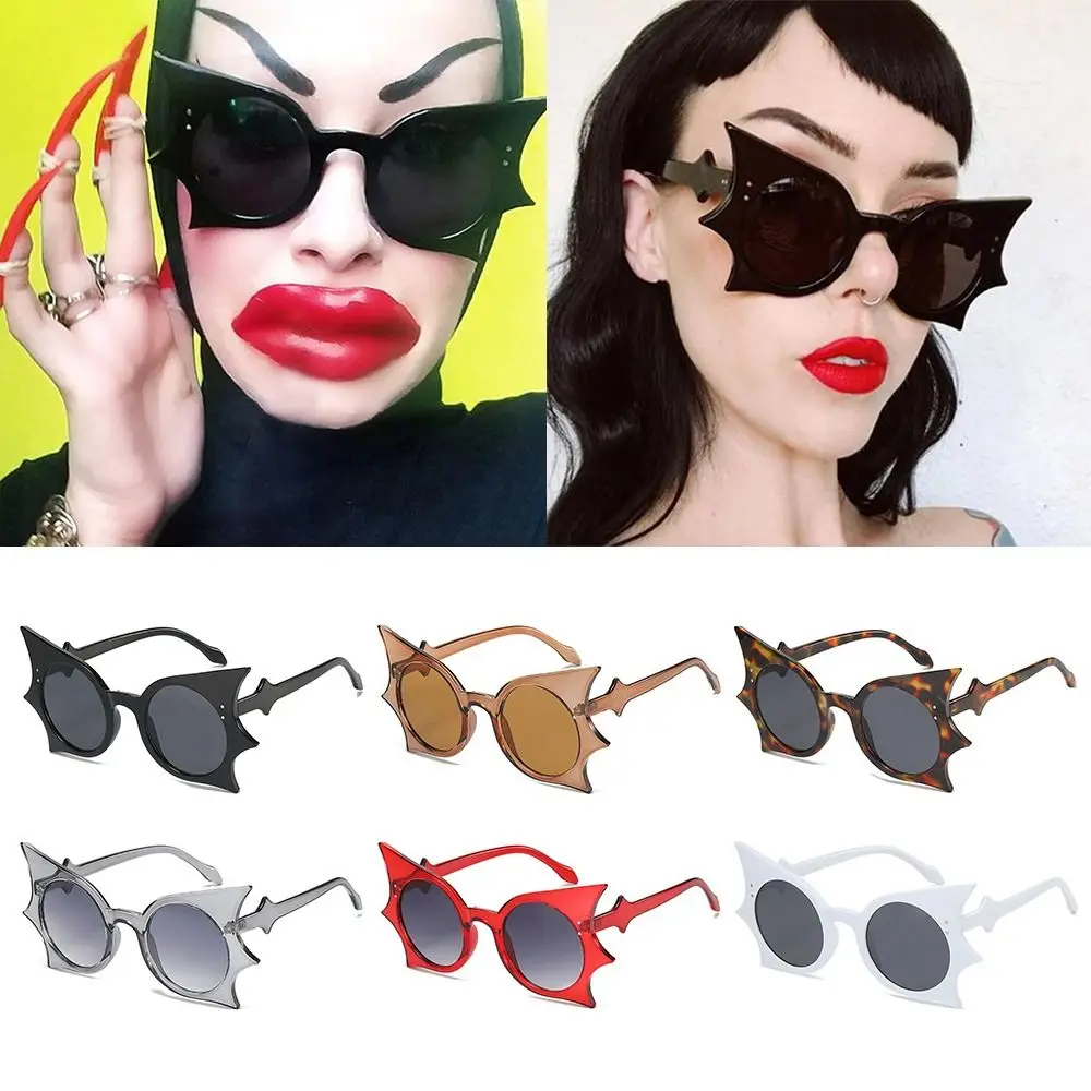 

Rimless Bat Shaped Sunglasses Funny UV 400 Protection Colorful Goth Sun Glasses Novelty Eyewear Cosplay/Disco Party