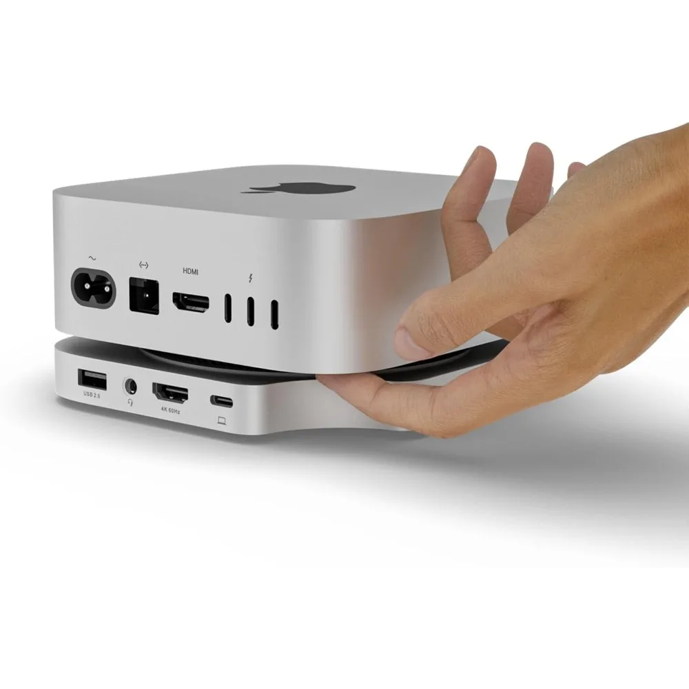 

Mac Mini M4 Dock with 4K HDMI, 8TB SSD Enclosure, Hub & Stand for Mac Mini M4/M4 Pro 2024 - Silver