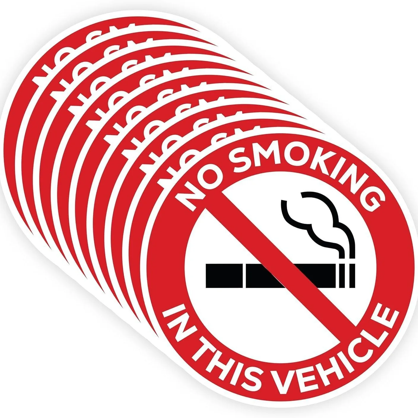 

10 Pack No Smoking in This Vehicle Sign Sticker, 2 inch No Smoking Sign Round Self Adhesive Decal Sticker for Car, Waterproof