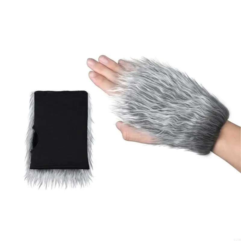 L5yb masque loup loup loup loup en peluche, Foxes Wolf Tail, Gants Animal Cosplay Prop