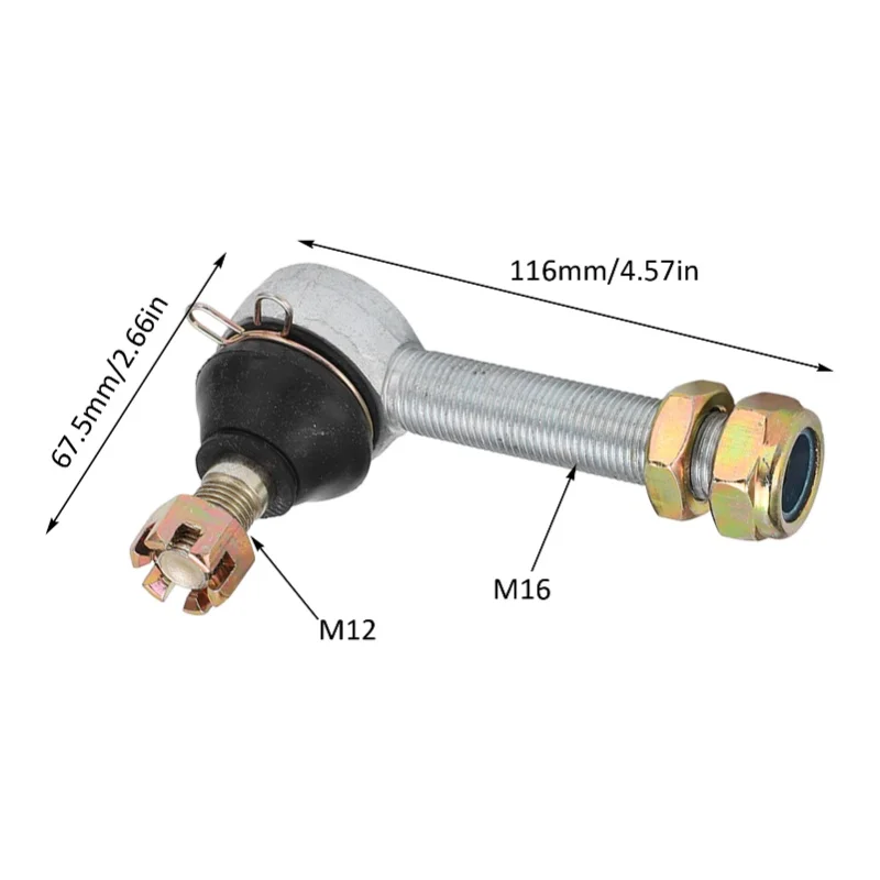 1 Pair 12mm 16mm Left Right Bolt Tie Rod End Ball Joiner For 150cc 250cc Quad Dirt Bike ATV Go Kart Moped Scooter