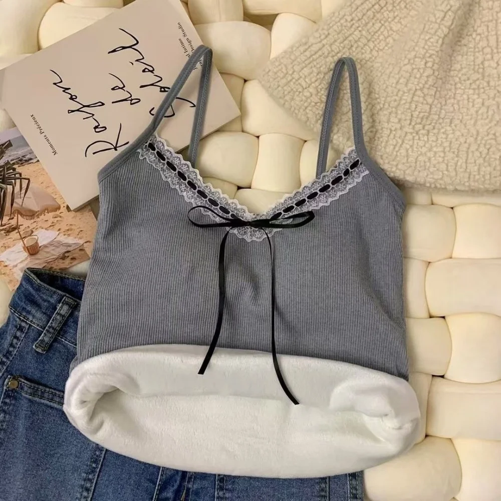 

Зимняя теплая майка-камизол с V-образным вырезом, супермягкая, флисовая, термобелье для сна, домашней одежды и повседневной носки