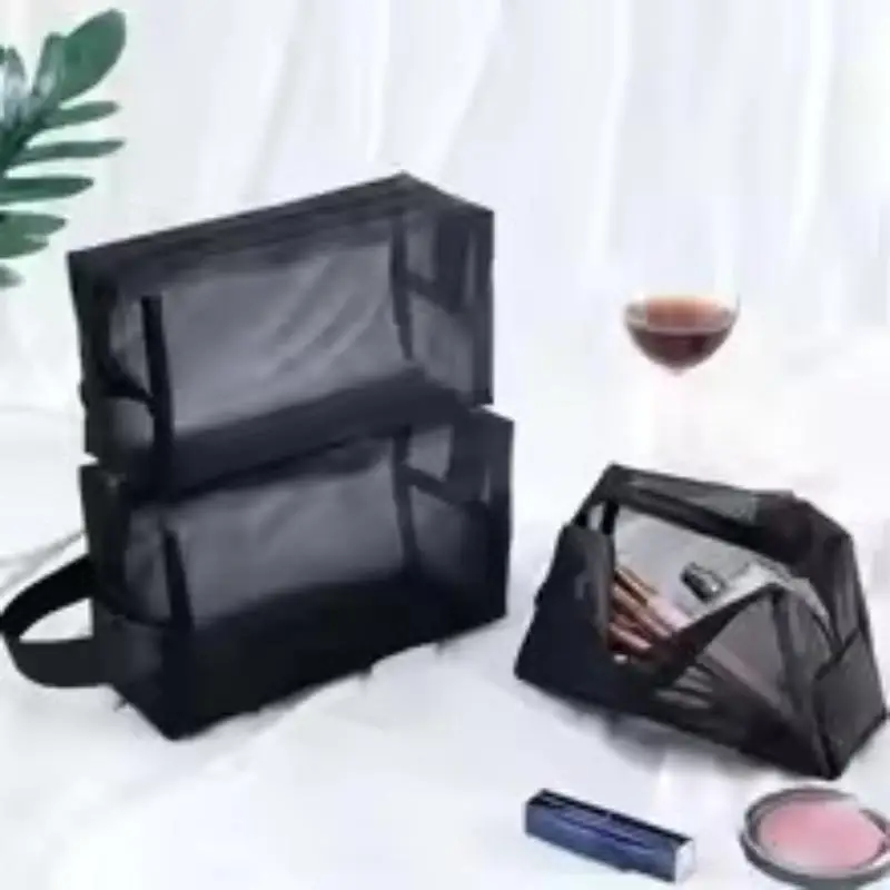 Homefish Foldable Mesh Toiletry Bag Breathable Washable Large Capacity Travel Zipper Cosmetic Makeup Organizer For Travel