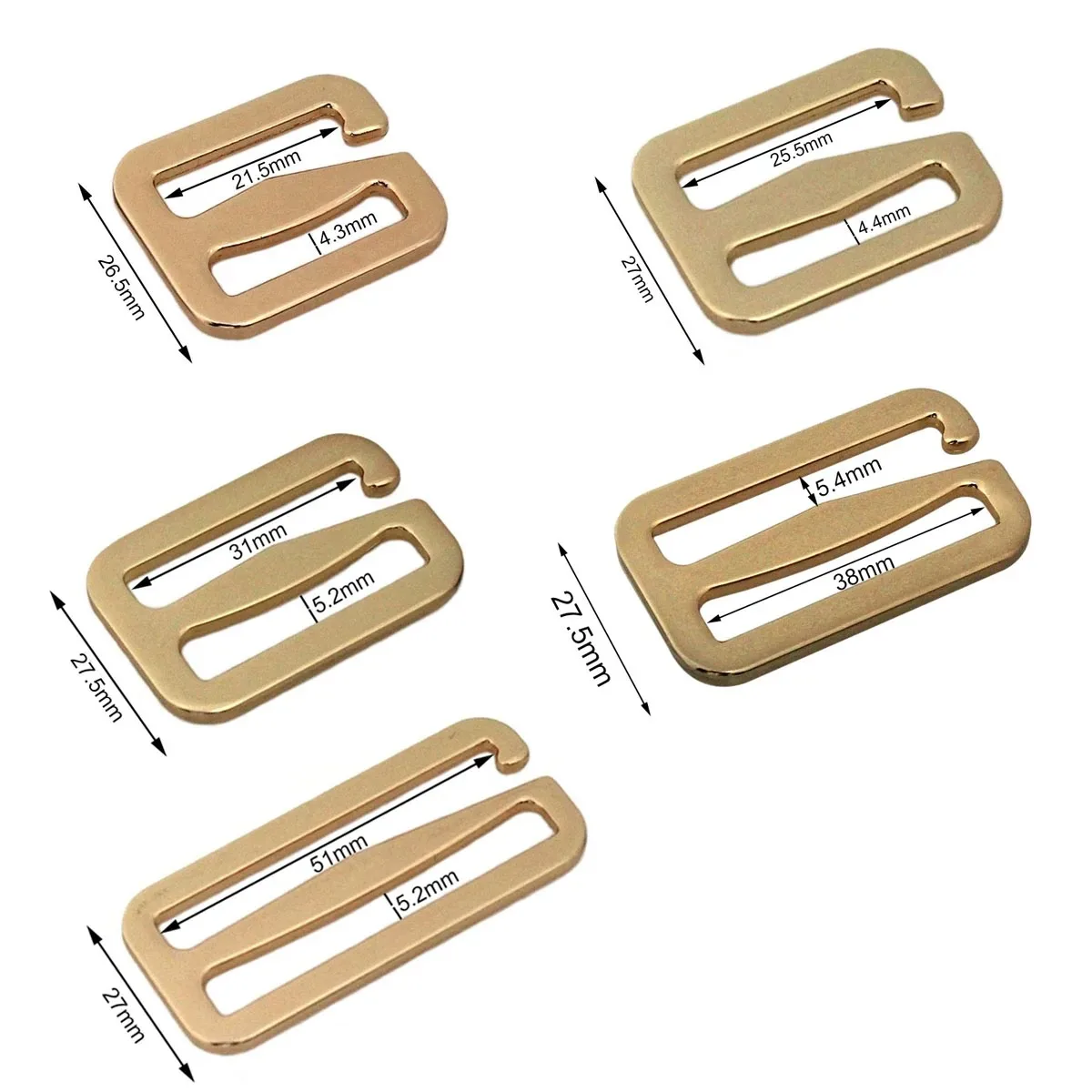 Zinc Alloy Adjuster Square Buckle Center Bar 6 Shape Hook Clasp for DIY Leather Craft Bag Strap Backpack Shoulder Strap Belt