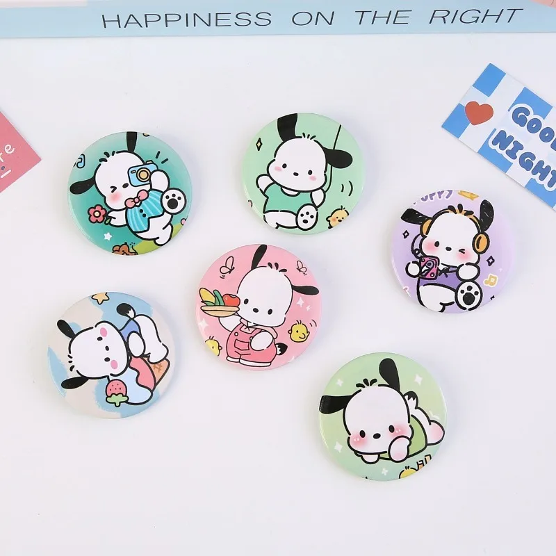 Sanrio Pochacco Brooch Anime Action Figure Cute Cartoon PVC Brooch Q Figural Anime Merchandise Clothing Decoration Children Gift