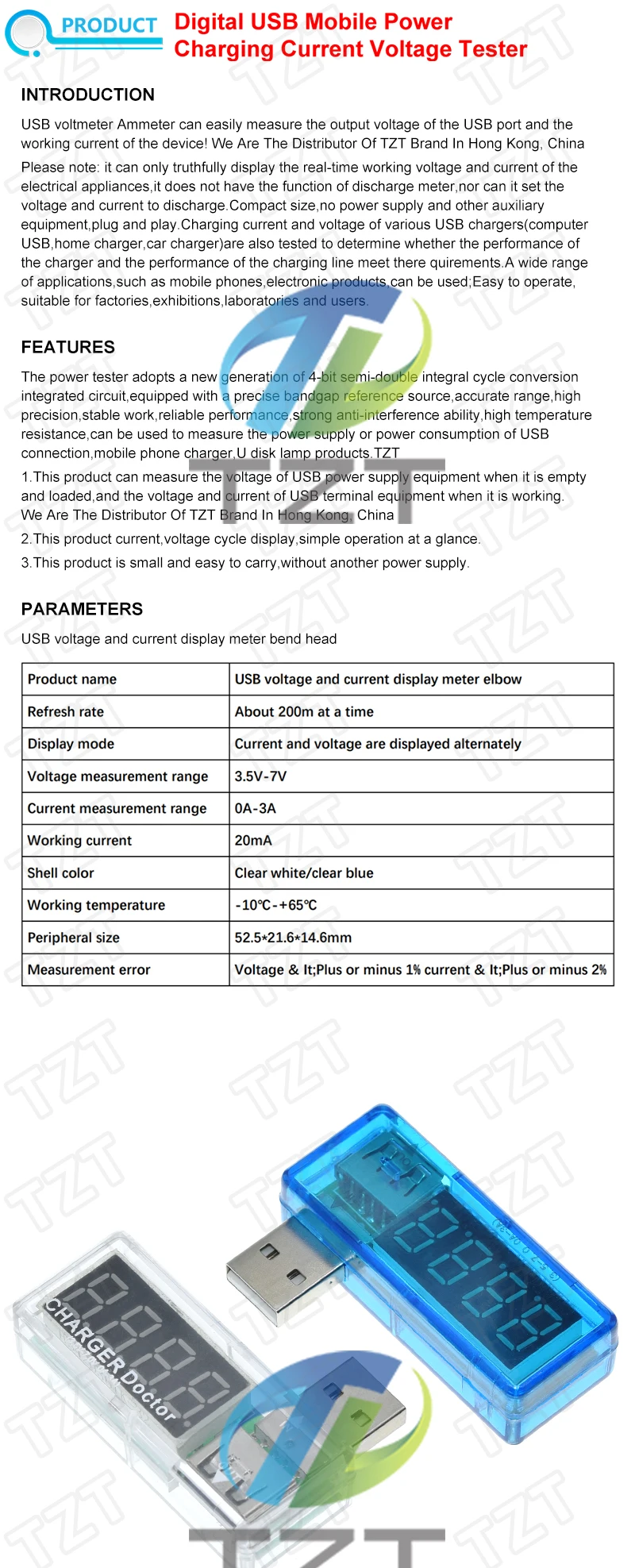 TZT 1/3 Stück Digitaler USB-Mobilstrom-Lade-Strom-Spannungs-Tester Modul Mini USB-Ladegerät-Diagnosegerät – Detail 1