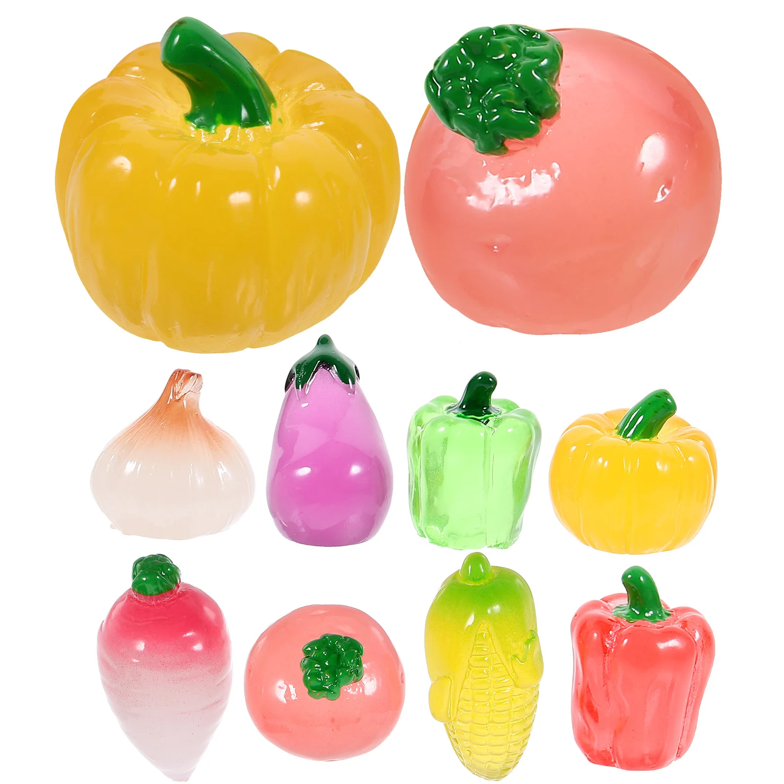 24 قطعة من الخضروات الواقعية المتوهجة في الظلام، مجموعة إكسسوارات حديقة منزلية مستدامة #5