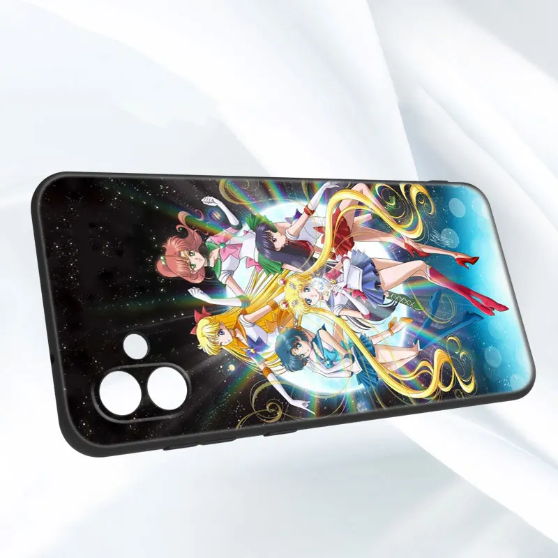 Cute S-Sailor Moon Black Silicone Phone Case For Samsung Galaxy A01 A03 Core A04 E A02 A05 A10 A20 A21 A30 A50 S A6 A8 + A7 2018