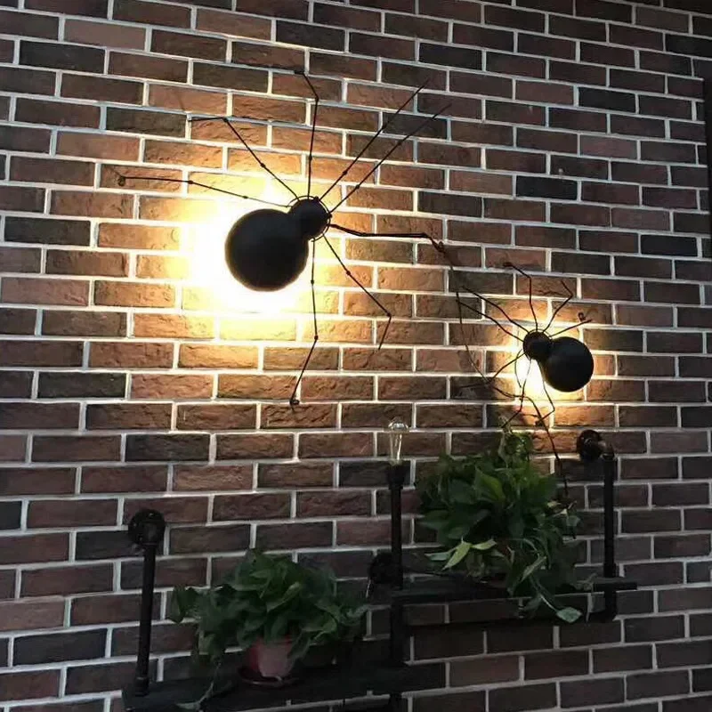 الرياح الصناعية العنكبوت النمل الجدار مصباح غرفة الطفل الحيوان هالوين شرفة الفنية الجدار مصباح الإبداعية لوميناريا ديكو مصباح