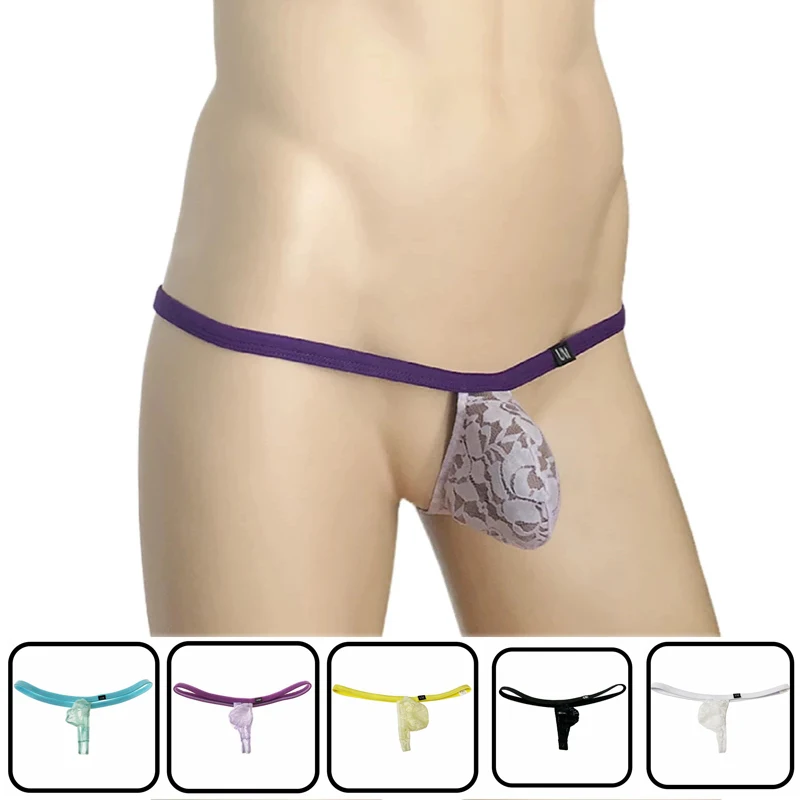 lace transparent underwear for man Low waist Men\'s Thongs transparent breathable Men\'s t-back underwear gay underwear