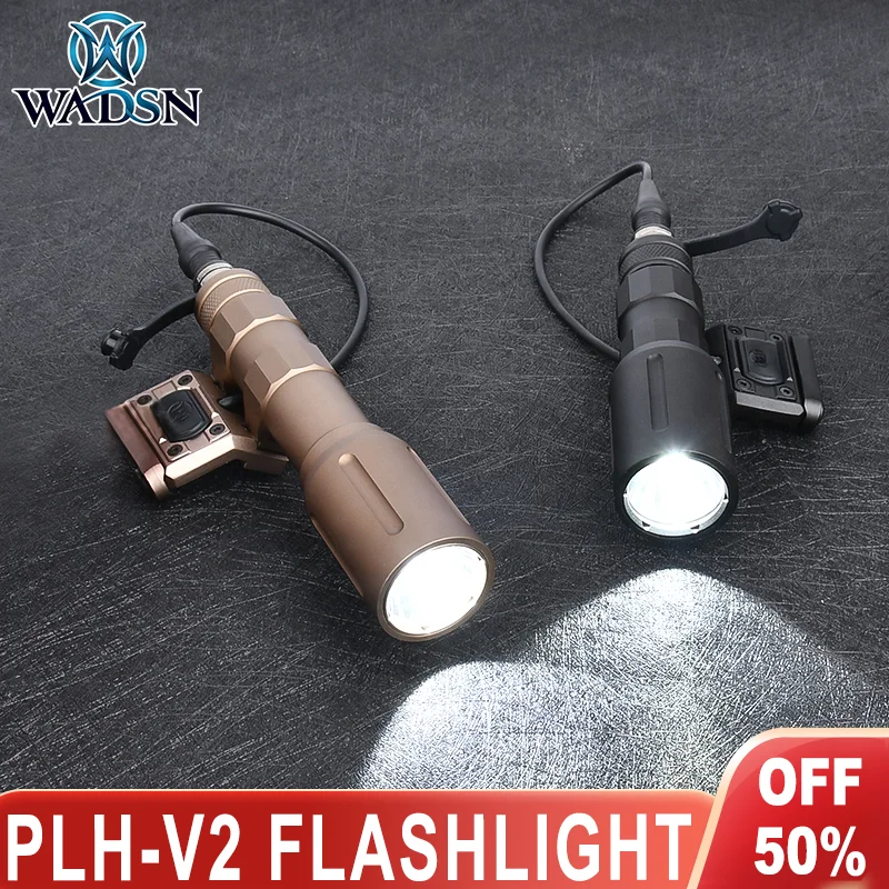 WADSN Metal PLH V2 Flashlight Tactical Hunting Weapon Scout Light ModButton Remote Pressure Switch 20mm Raill Airsoft Accessory