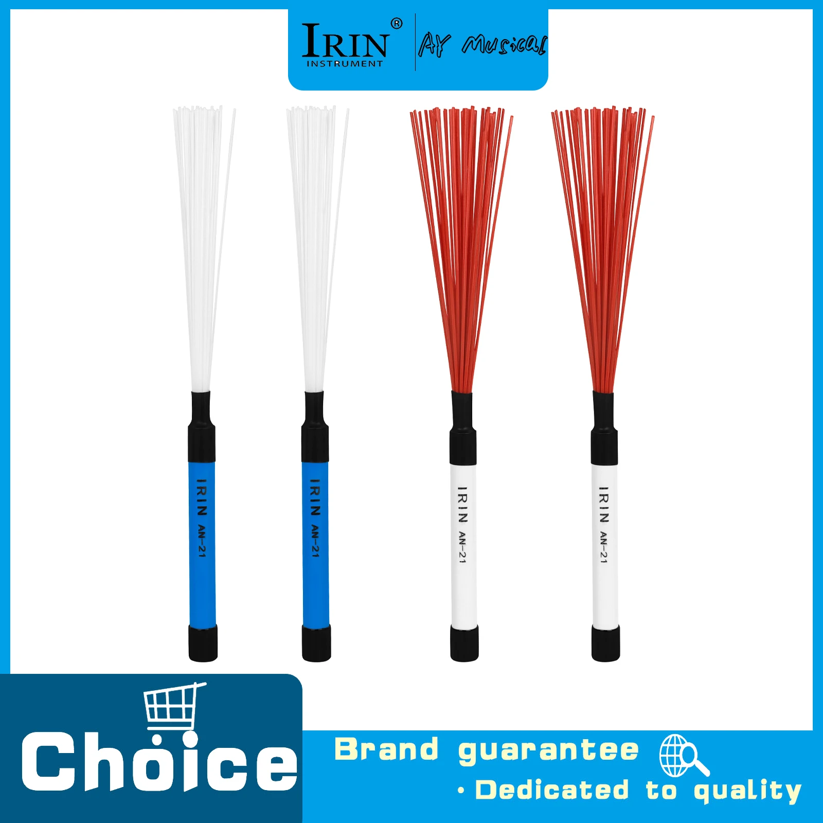 IRIN AN-21 Cajon Drum Brushes Drum Sticks Nylon Drum Brushes Ergonomic ABS Handles for Percussion Tool Folk Music Performance