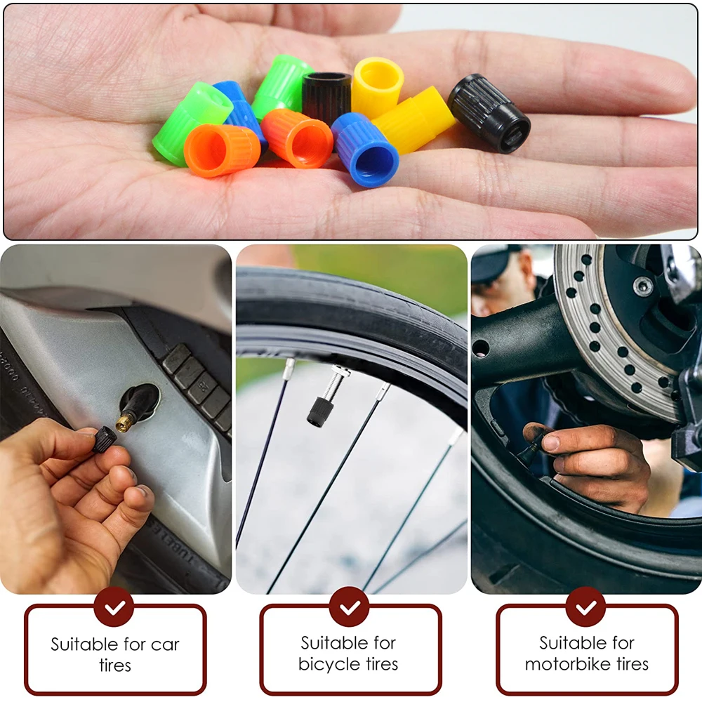 10 Pcs Universal Car Valve Plastic Cap Car Motorcycle Truck Tire Dust Cover Color Valve Cap Valve Core