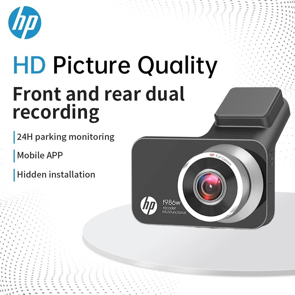 HP Car Recorder F986W dashcam Car Camera HD Night Vision Parking Monitoring Car WiFi Car DVR Video Loop Recording