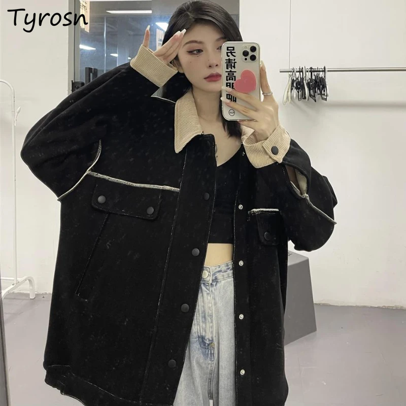 

Jackets Women Patchwork Basic Design Fashion Unisex Harajuku Personality Spring Clothes All-match Baggy Streetwear Simple Ladies