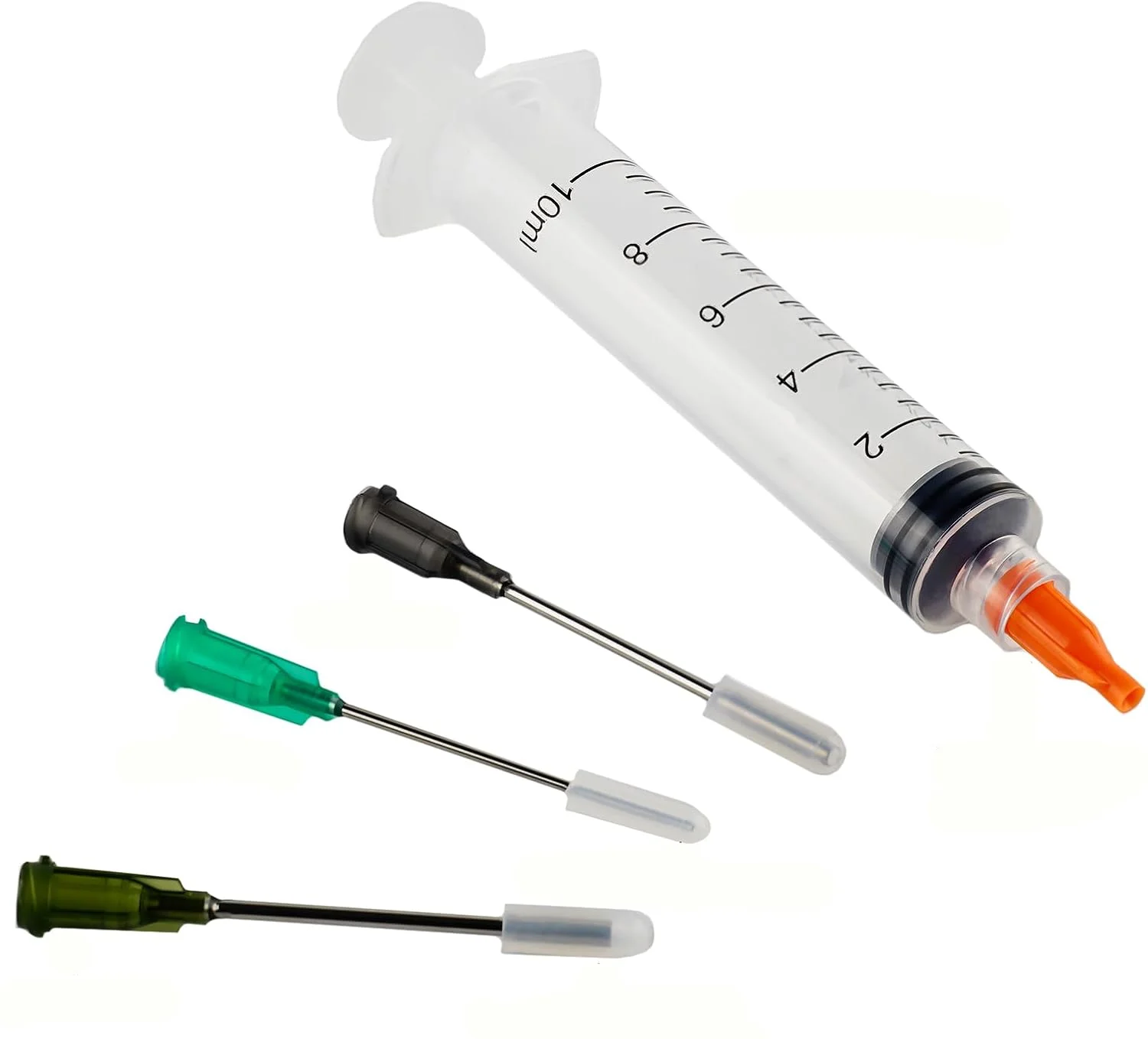 40Pcs 10ml Luer Lock Plastic Dispensing Syringe Kit, Blunt Tip Needles & Caps for Glue Oil Ink DIY Craft Lab Industrial Liquid M