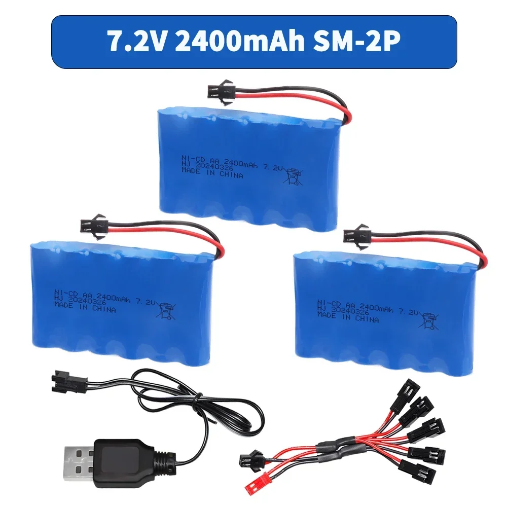 7.2V 2400mAh Ni-CD Oplaadbare AA Batterij met SM PLUG Voor Afstandsbediening Speelgoed Elektrische Auto accessoires 7.2 Volt M model