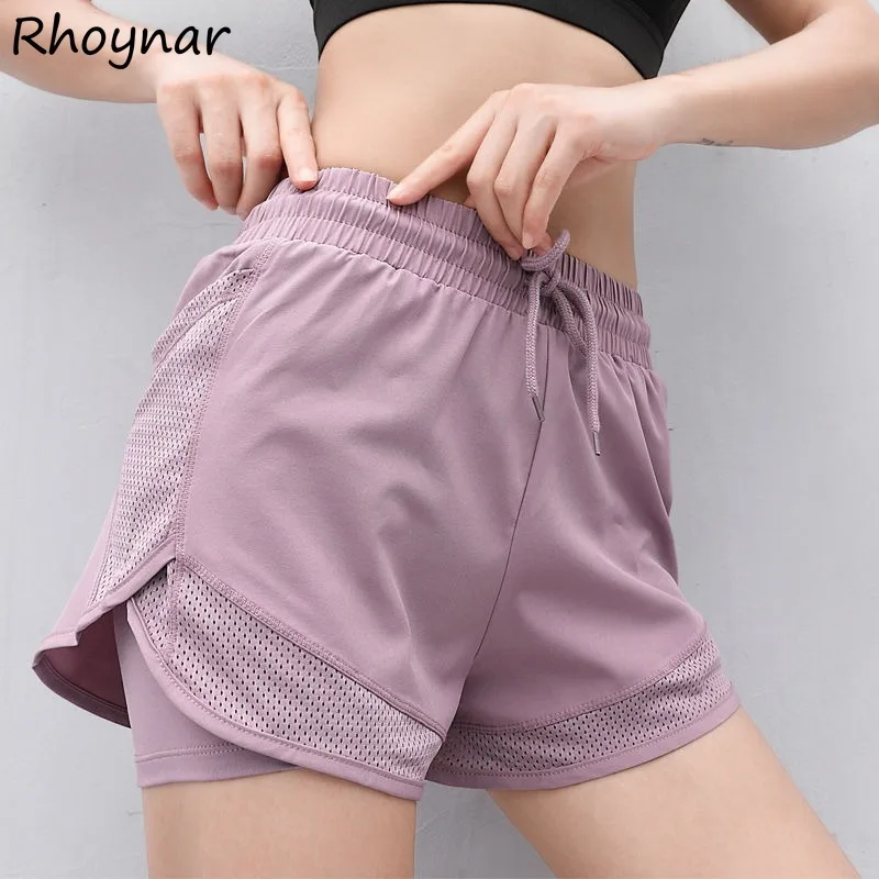 

Solid Shorts Women Summer Girls Baggy Leisure Elastic High Waist Thin Breathable Anti-glare Korean Style Soft Popular College