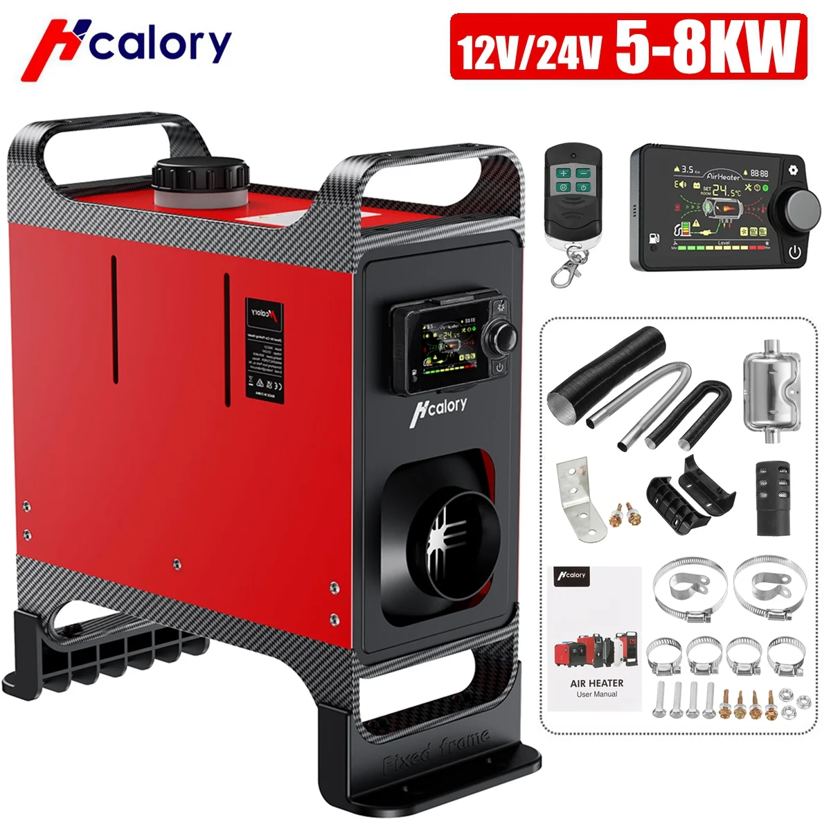 

Hcalory 5-8KW All in One Car Parking Diesel Air Heater 12V 24V Universal LCD Screen bluetooth Remote Control Voice Broadcast