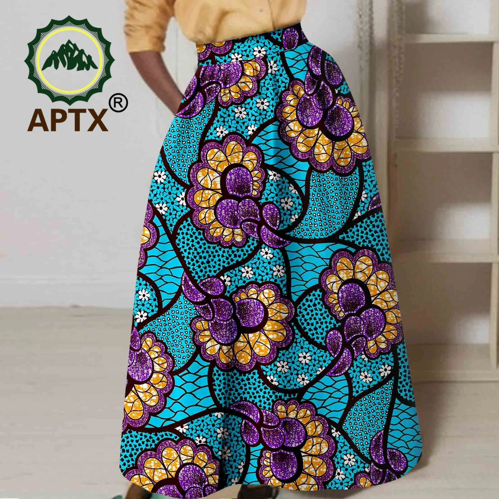 African Women\'s Summer Fashion Long Skirt Ankara Print High Waist Ankle Length Loose Skirts with Pockets Dashiki Casual