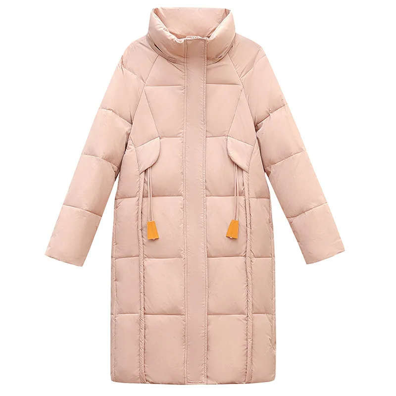 

Winter Lady's Quilted Jacket patchwork Stand Collar Windproof Hooded Parka Coat For Women Long Korean-Style Female's Coat