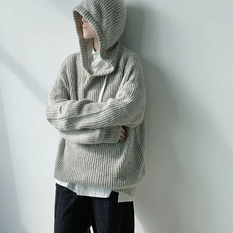 

Hooded Sweater Men Pullover Knitted Sweater Oversized Sweater Streetwear Korean Fashion Streetwear Loose Fit Women's Clothing