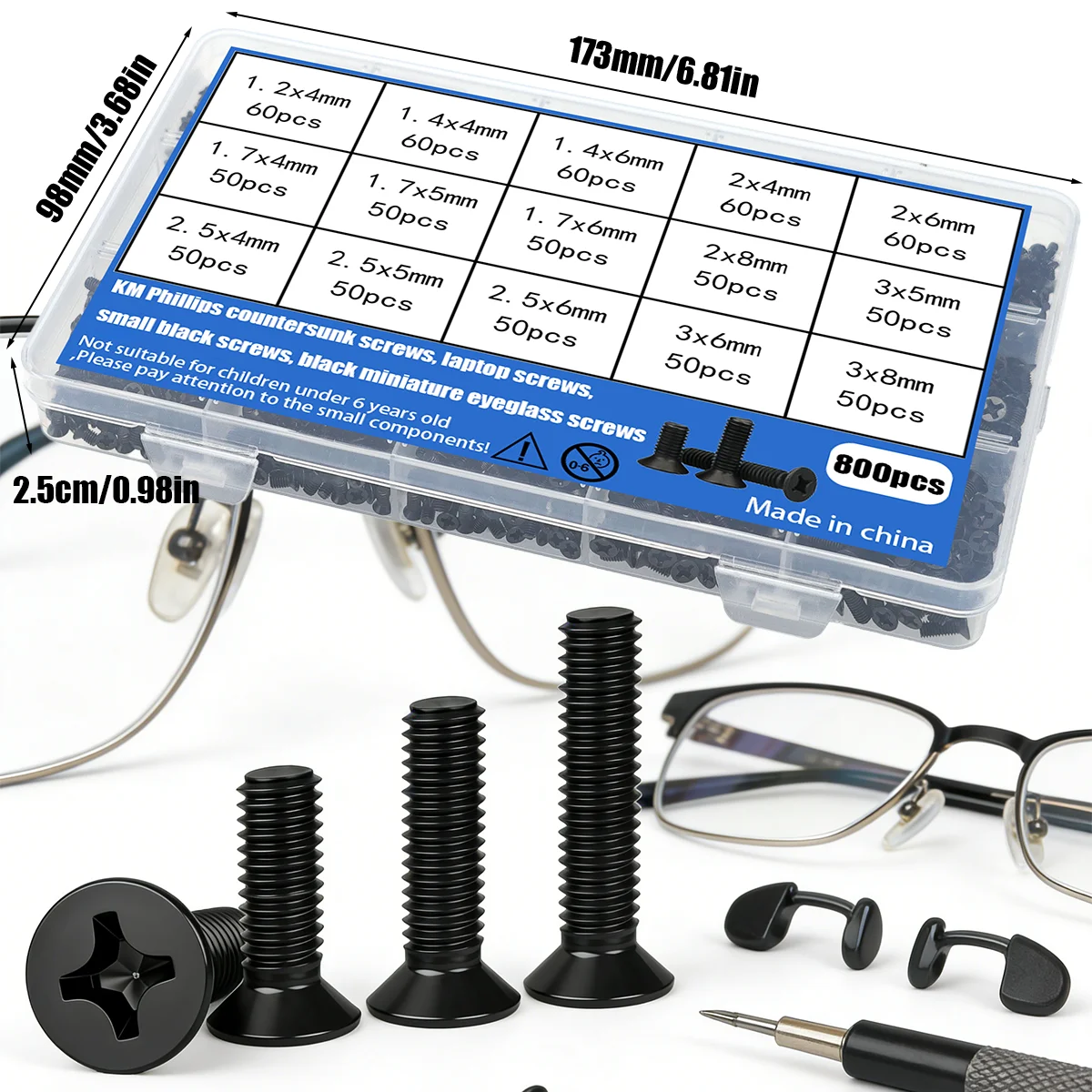800 Stück Kleine Computerschrauben, PC- und Laptop-SSD-Festplatten-CPU-Kühlkörperschrauben, Miniatur-Brillenschrauben, Elektronik-Schraubensätze – Detail 4