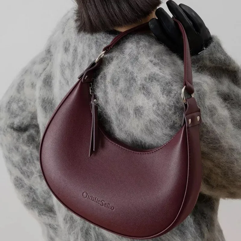 2026 New Trendy Women Half Moon Bag Luxury High Sense Portable Crossbody Handbag Fashion Ladies Single Shoulder Top Handle Purse