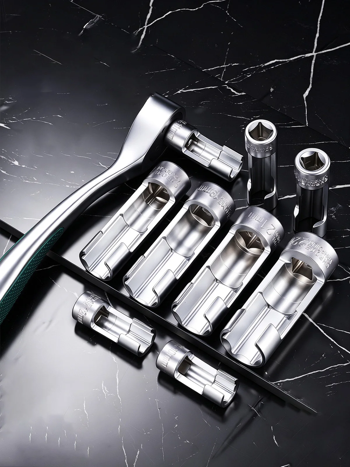 Kraftstoffleitungs-Steckschlüssel 10-22mm, offener Schlüssel mit Schlitz für Verbindungsmuttern, 3/8" 1/2" Antrieb, Sauerstoffsensor, Auto-Motorrad-Reparatur-Handwerkzeug