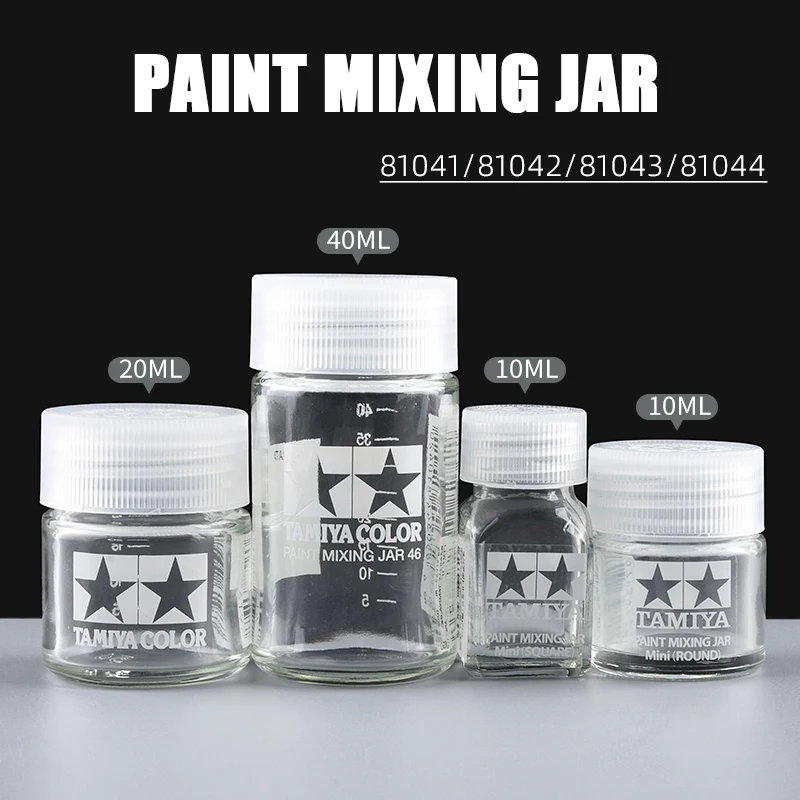 TAMIYA 81043/81044 10ML Mini Paint Mixing Jar Square/Round Glass Empty Bottle Model Finishes Spare Bottle Hobby Craft Accessory