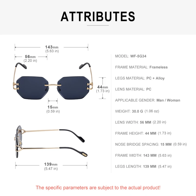 Vintage Square Rimless Sunglasses Men 2024 Luxury Brand Frameless Sun Glasses For Male Small Metal Frame Eyewear Shades UV400