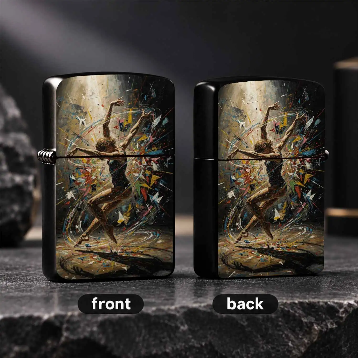 Artistic Folding Paper Swirling Dancer Pattern Portable Lighter Creative Dynamic Abstract CoatingPersonalized Atmosphere Daily Accessory Suitable for Multiple Scenarios Ideal for Gifting and Self Use Showing Vibrant Artistic Charm A Humoro