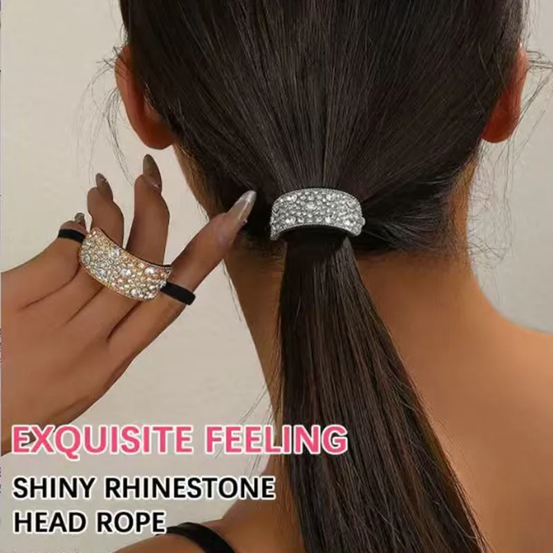 

Korean Style Dongdaemun Full Drill Arch Shaped Hair Ties Arc Hair Bands Metal Hair Accessories for Hair Bundling And Ponytails