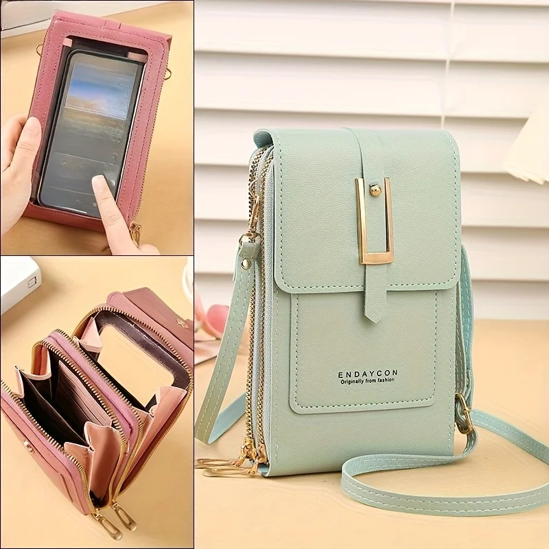 New Transparent Touchscreen Phone Bag Trend Simple Crossbody Small Bag Phone Women's Bag Change Bag Vertical Design
