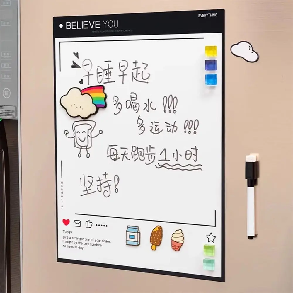 

Simple White Magnetic Whiteboard Sticking Waterproof Dry Erase White Message Board Wall Decor Home Accessories