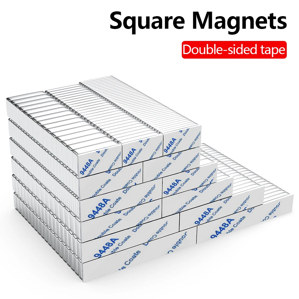 

Strong Neodymium Magnet Double Sided Adhesive Block Magnetic Permanent Magnets Suitable for DIY, Crafts, Home, and Office