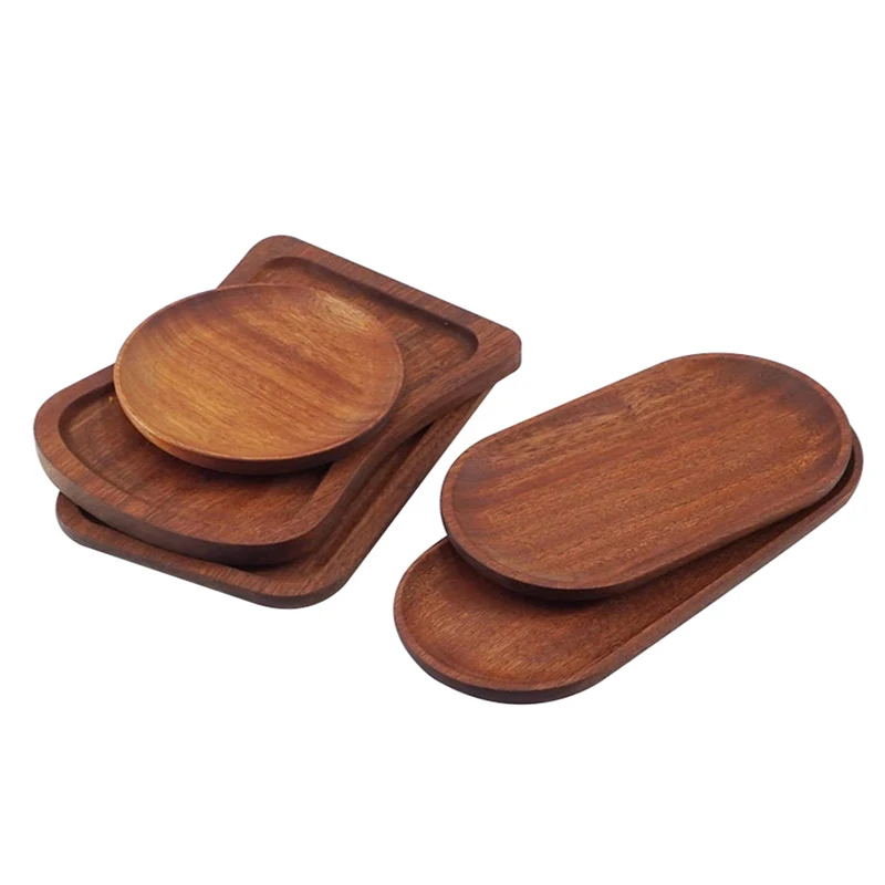 Japanese Solid Wood Tray Multi-Functional Storage Tray Rectangular Plate Coffee Shop Dessert Tea Tray Household Fruit Tray Set