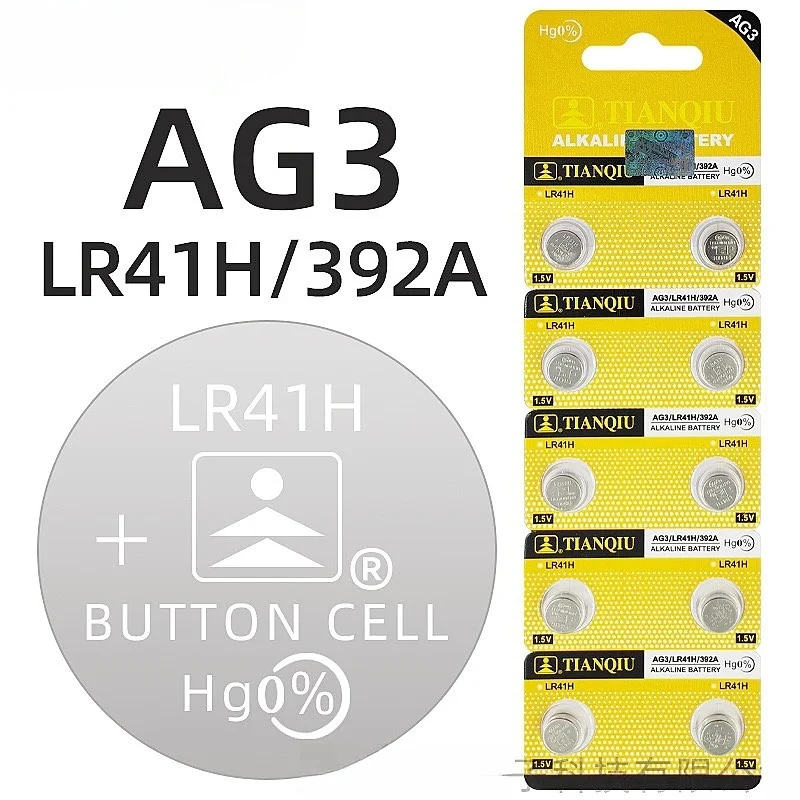 2-50 قطعة AG3 LR41 192S R41 392 392A 384 L736 1.5V القلوية زر عملة خلية البطارية لعبة حاسبة مقياس ساعة ساعة 0% زئبق