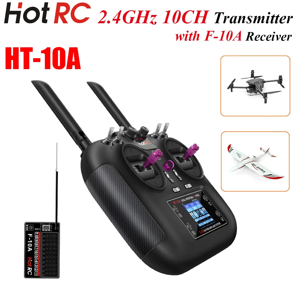 

New HotRC Hot rc HT-10A HT10A 2.4Ghz 10CH Remote Control F-10A F10A Receiver for RC Aircraft Vehicle Plane Drone Model Toy Parts