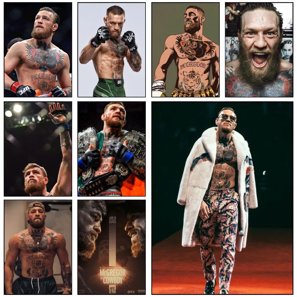 1PC Ufc Conor McGregor Poster Self-adhesive Art Waterproof Paper Sticker Coffee House Bar Room Wall Decor