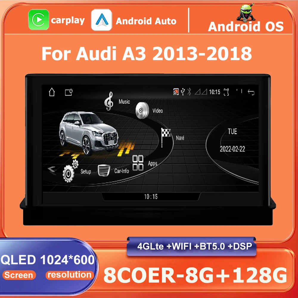 Android 16 auto tela qled carplay 7 Polegada para audi a3 2013-2018 acessórios do carro monitores multimídia áudio vídeo rádio player