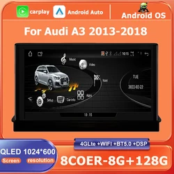 Android 16 Auto QLED Screen Carplay 7 Inch For Audi A3 2013-2018 Car Accessories Monitors Multimedia Audio Video Radio Player