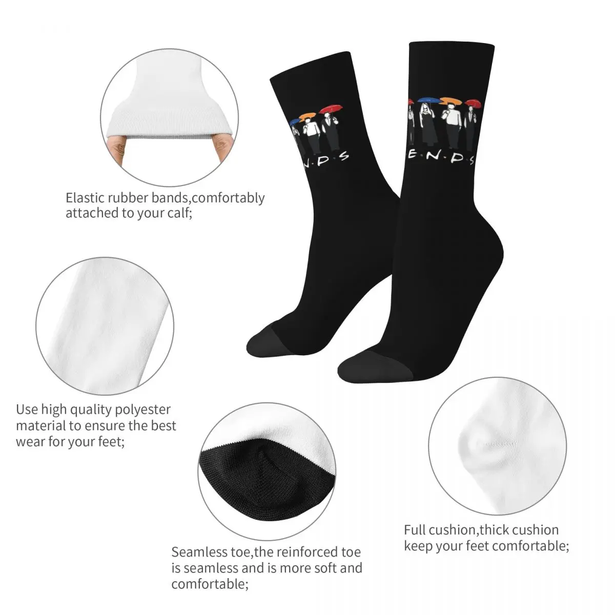 Casual Friends TV Show Basketball Socks Polyester Long Socks for Women Men Breathable