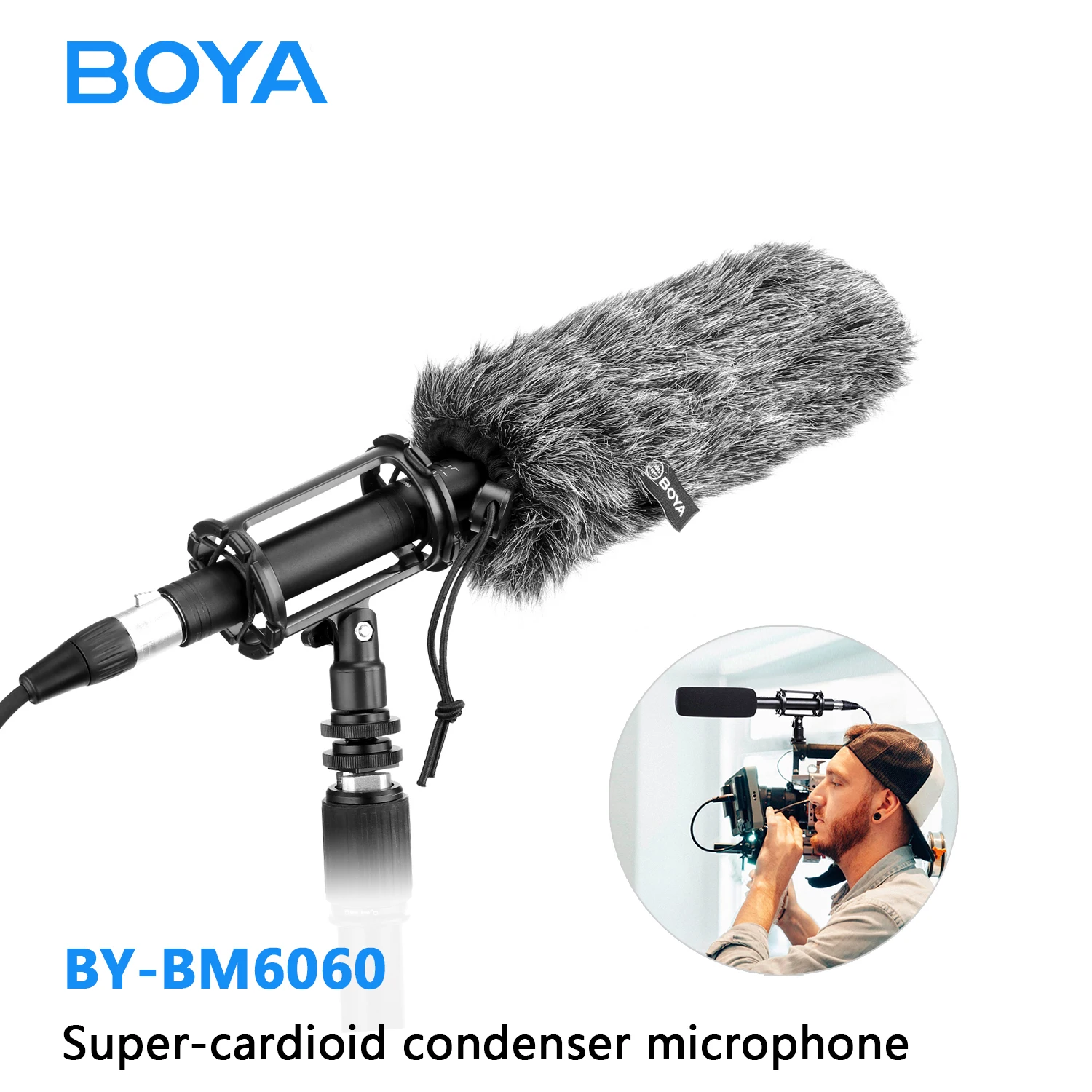 

BOYA BY-BM6060 Professional Condenser Shotgun Microphone Handheld Mic for Canon Nikon Camera Vlog Recording Streaming Interview